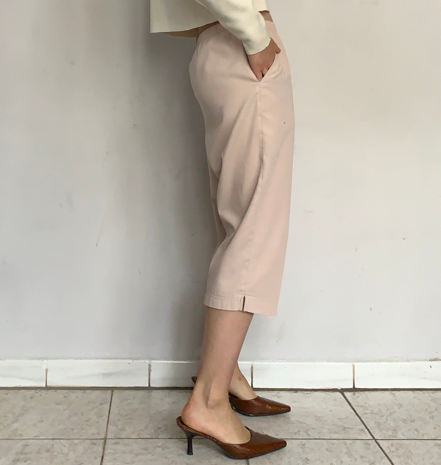 HIGH RISE CROPPED TROUSERS, ROSÉ