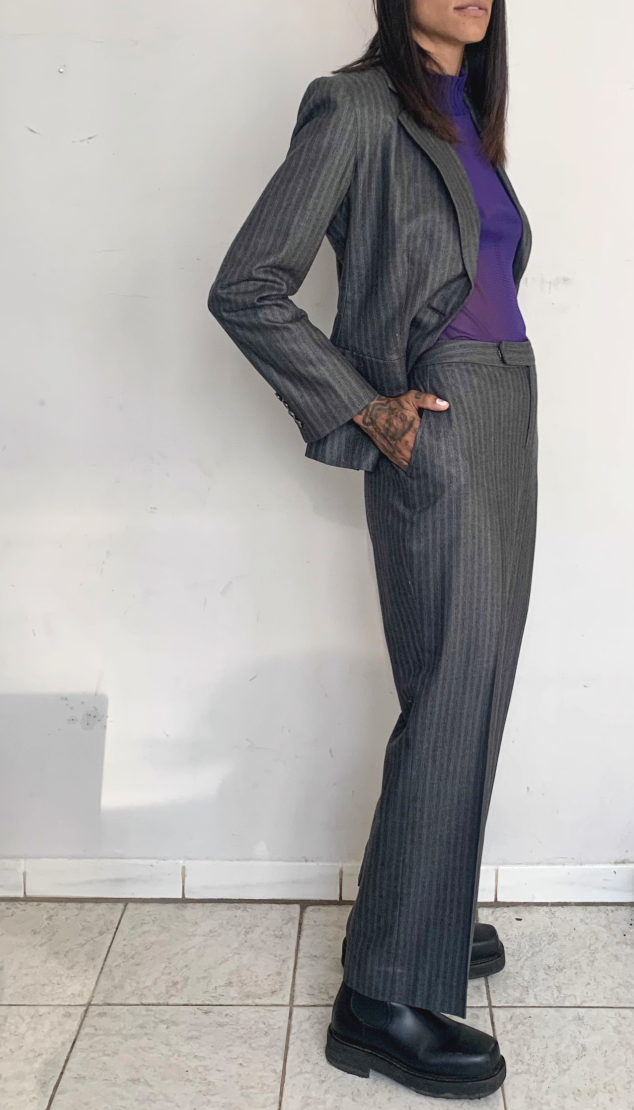 COTTON & WOOL STRIPED SUIT