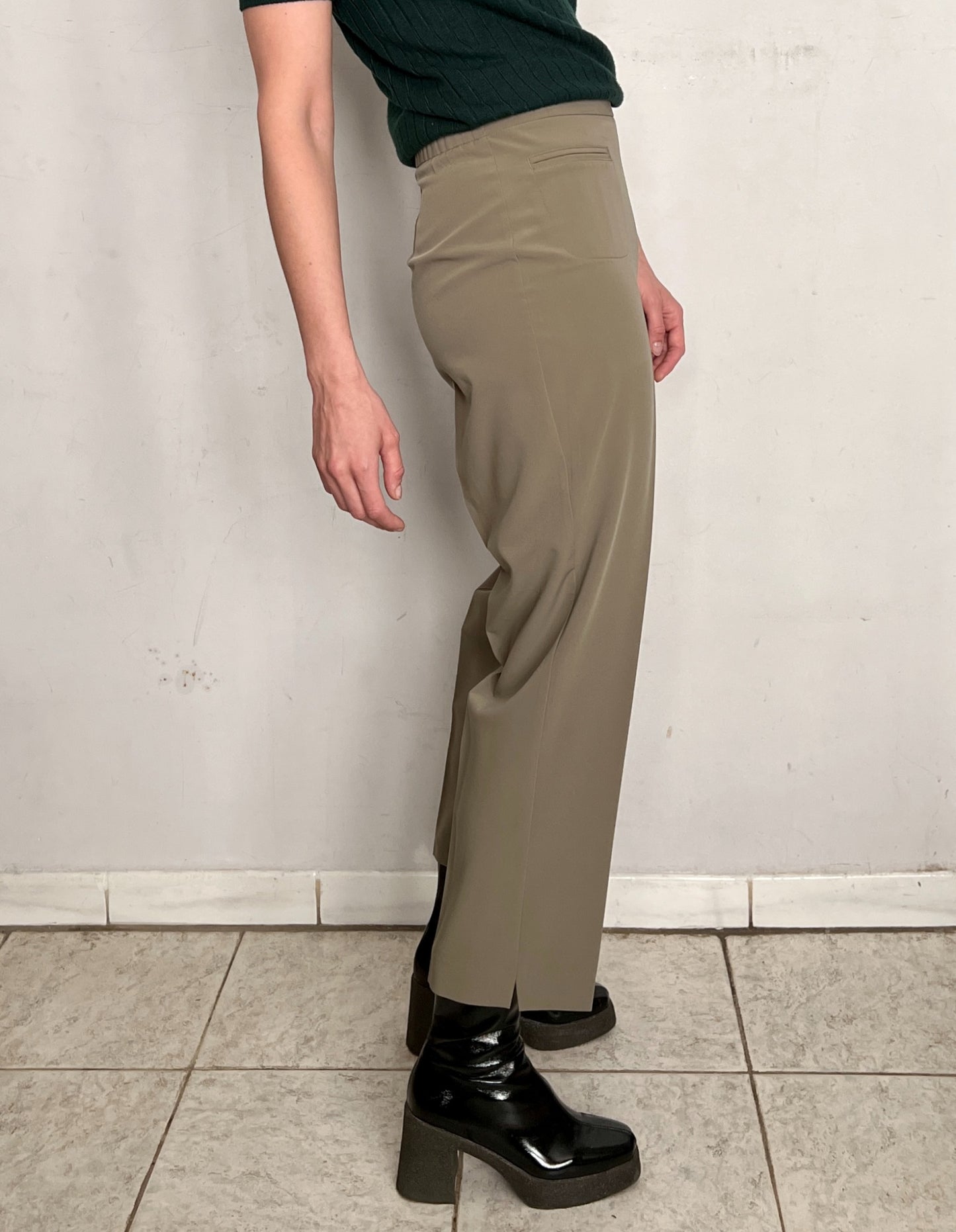 HIGH RISE PRESSED TROUSERS, TAUPE