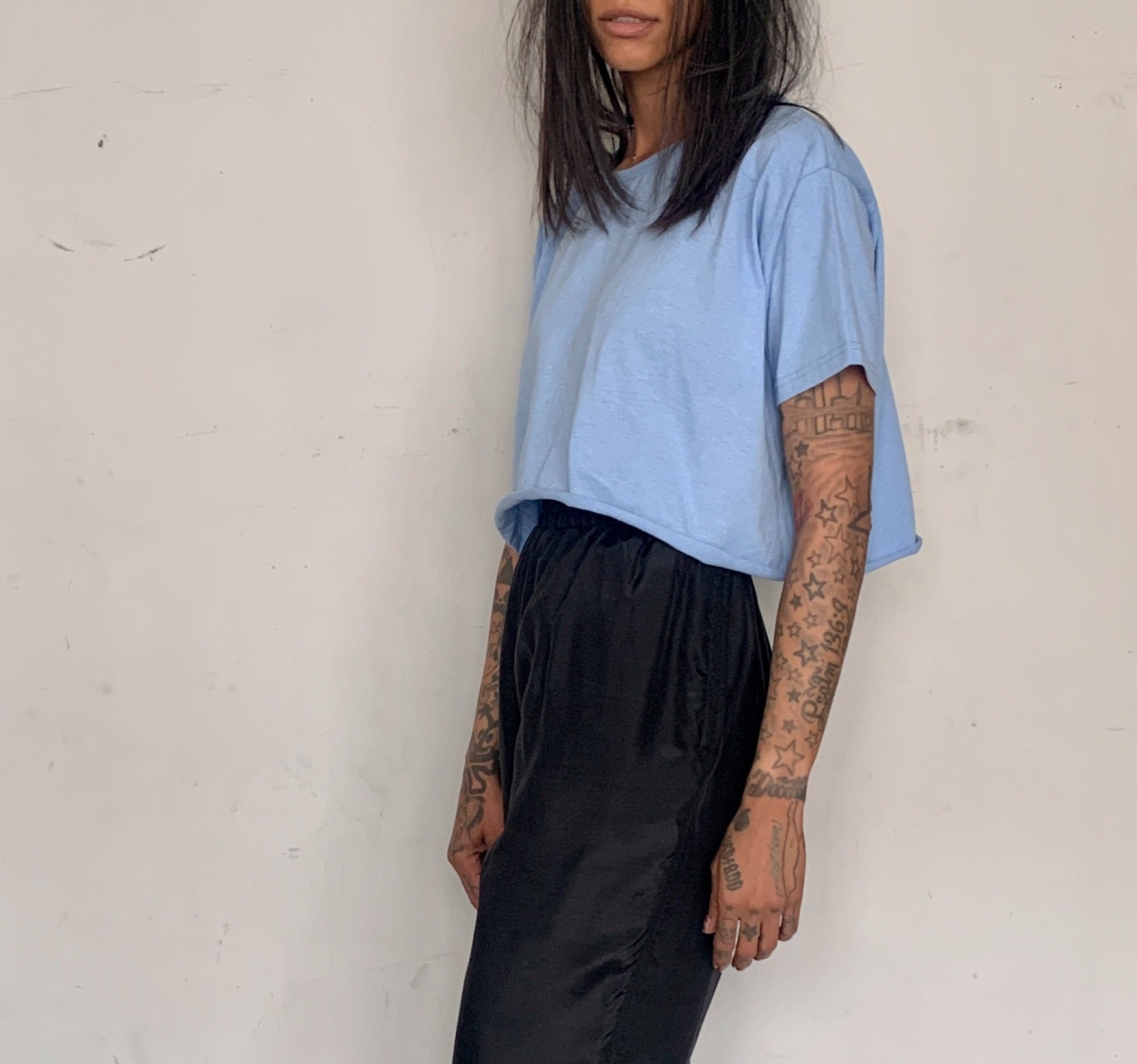CUSTOM VTG CROPPED TEE, ROBIN'S EGG