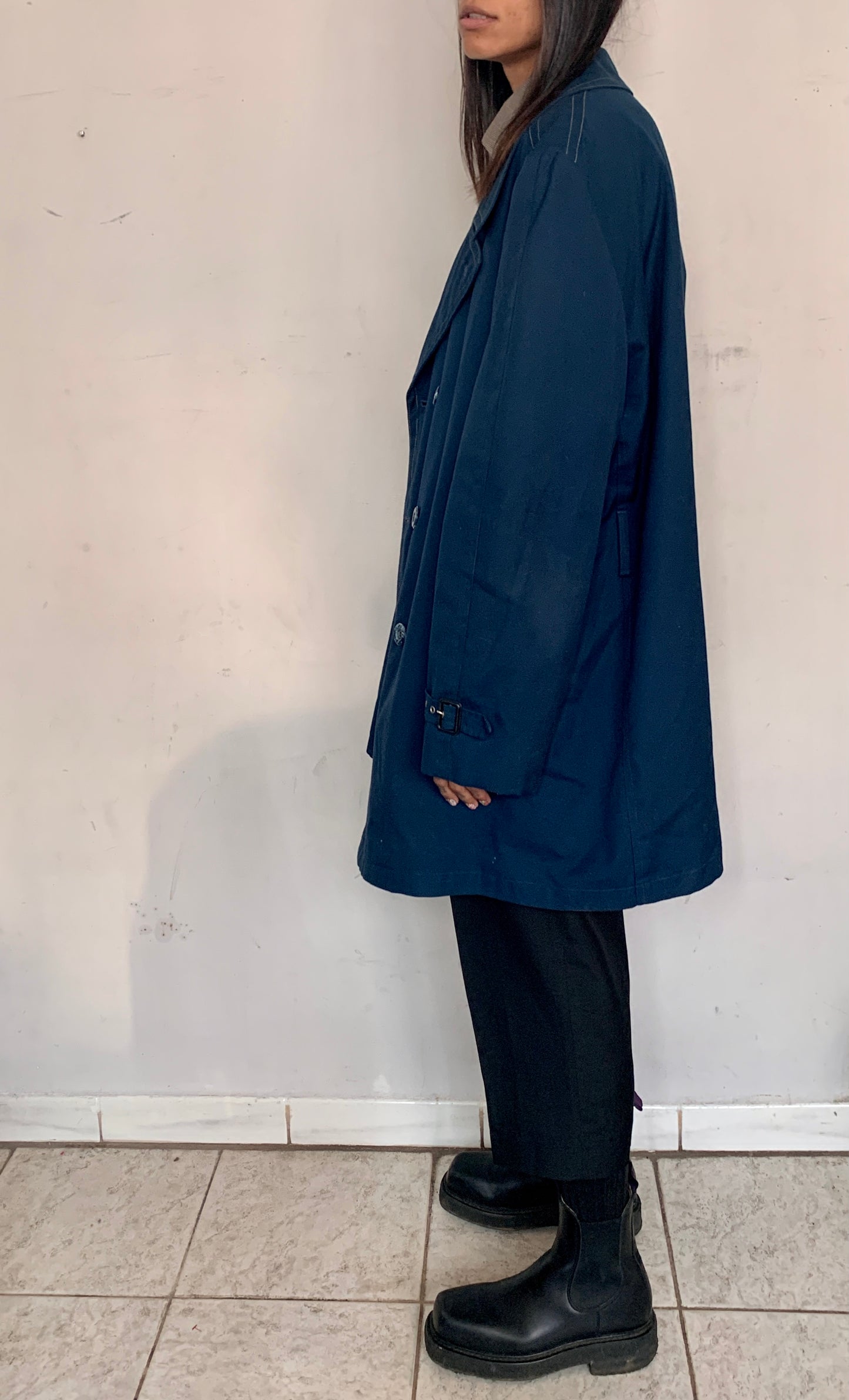 OVERSIZED SHEARLING COAT, LAPIS