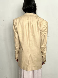 RAW SILK OVERSIZED BLAZER, EGG CREAM