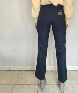 WESTERN STYLE HIGH RISE NAVY TROUSERS