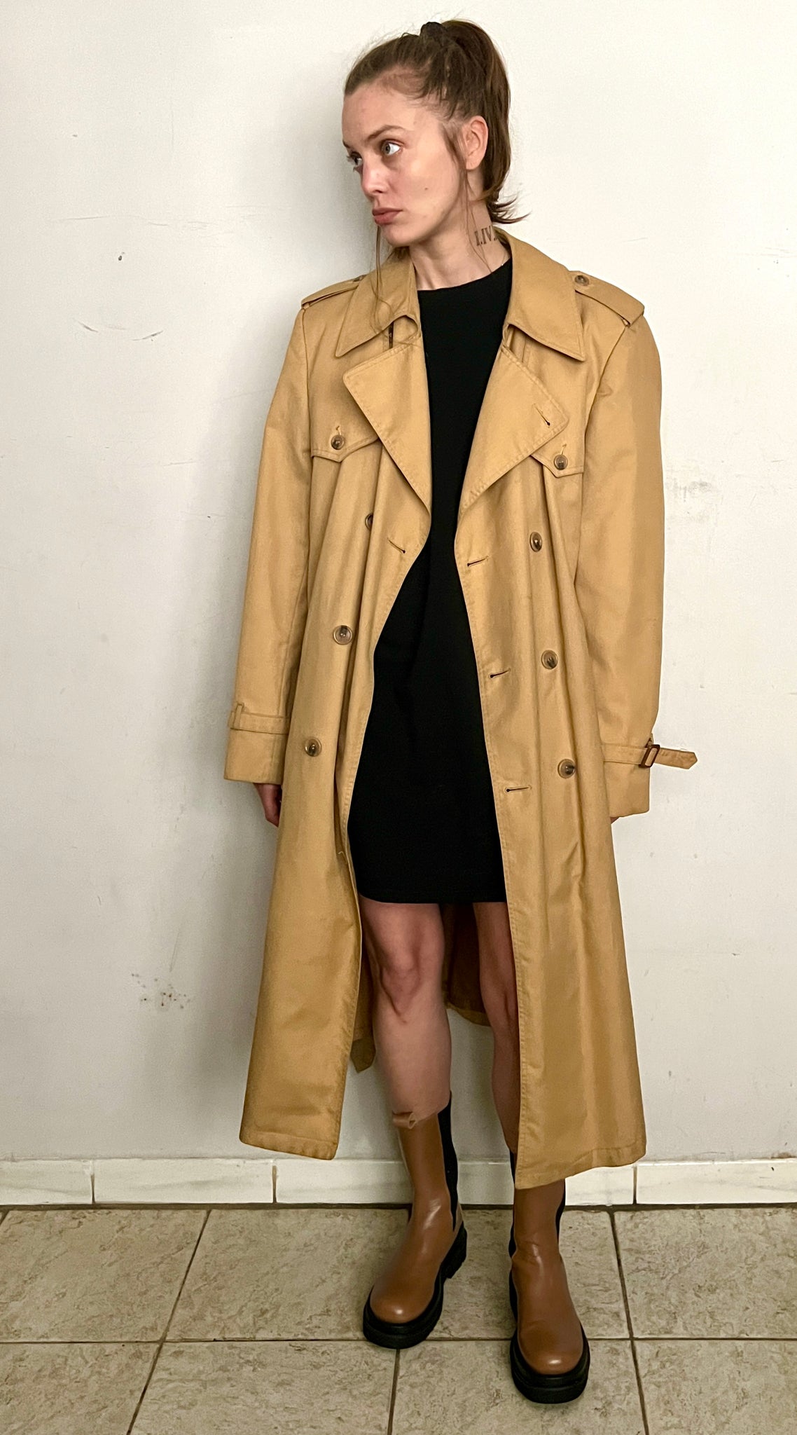 70S CD OVERSIZED TRENCH, BUTTER BRITTLE