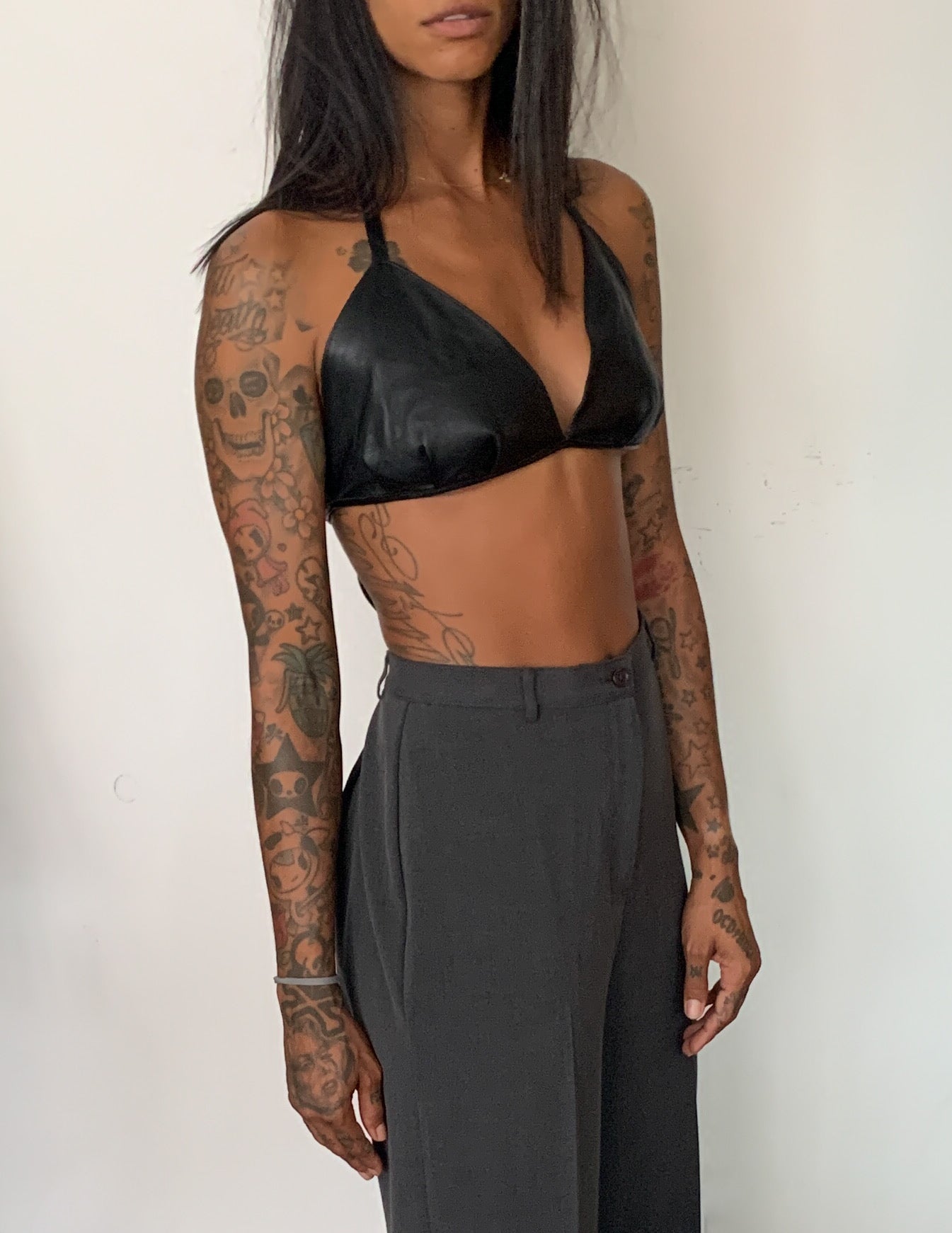 SALVAGED LEATHER BRALETTE