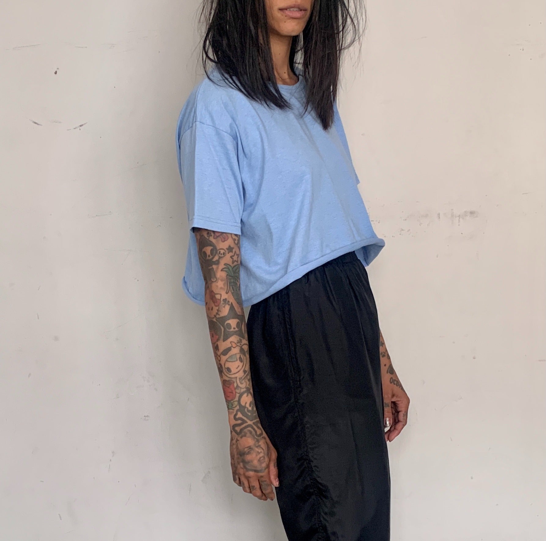 CUSTOM VTG CROPPED TEE, ROBIN'S EGG