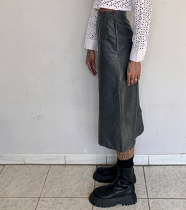 HIGH RISE LEATHER SKIRT, STORM