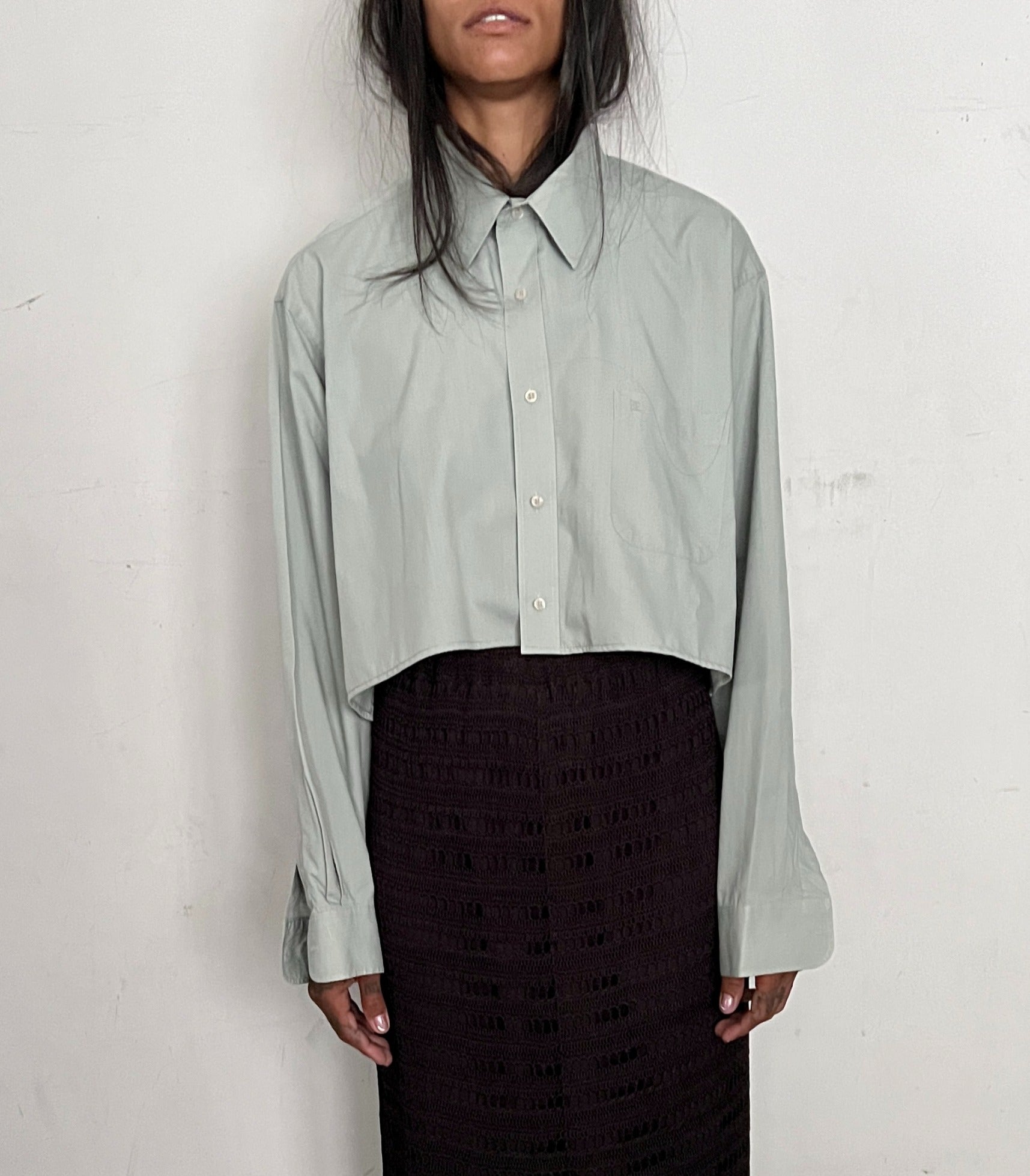 CUSTOM PIERRE CARDIN OPEN BACK OXFORD, SEAFOAM