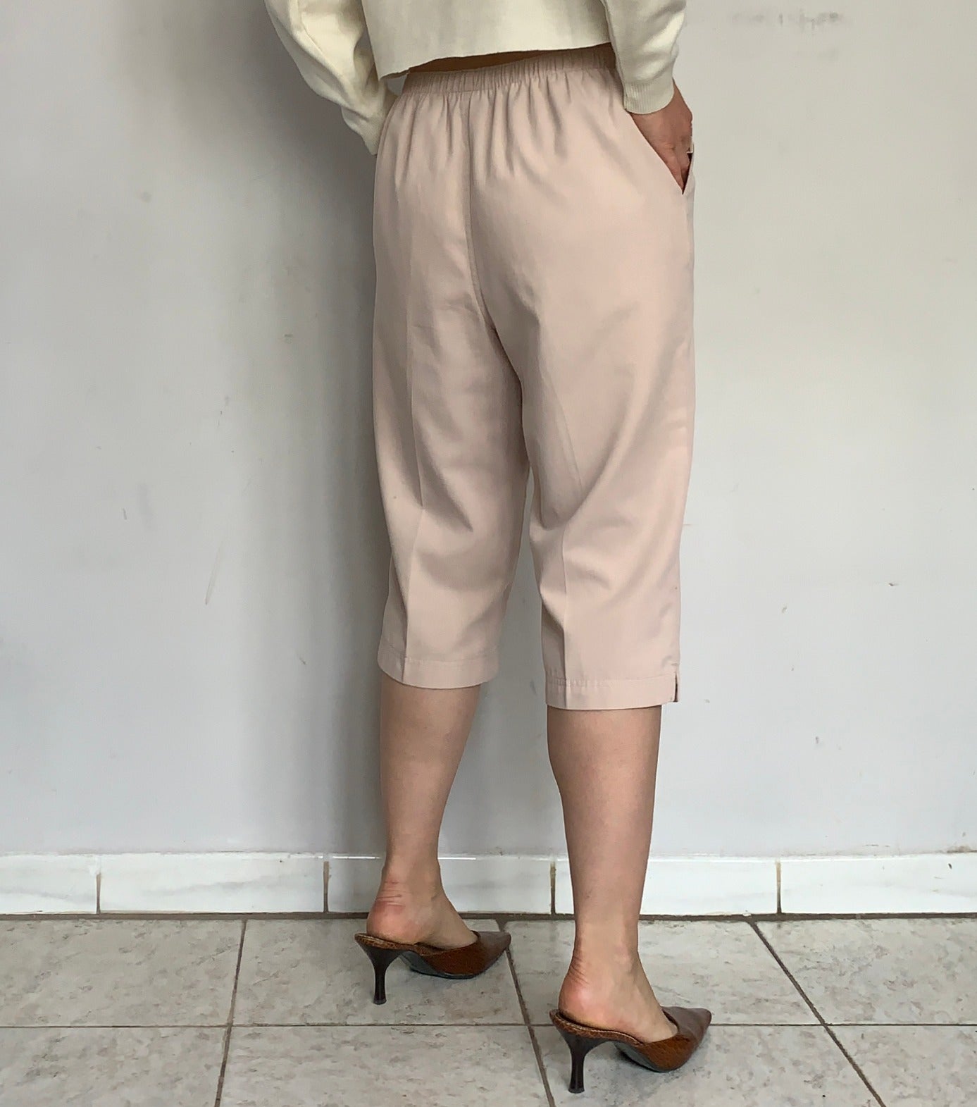 HIGH RISE CROPPED TROUSERS, ROSÉ