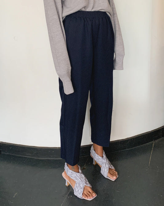 HIGH RISE PRESSED TROUSERS, SAPPHIRE