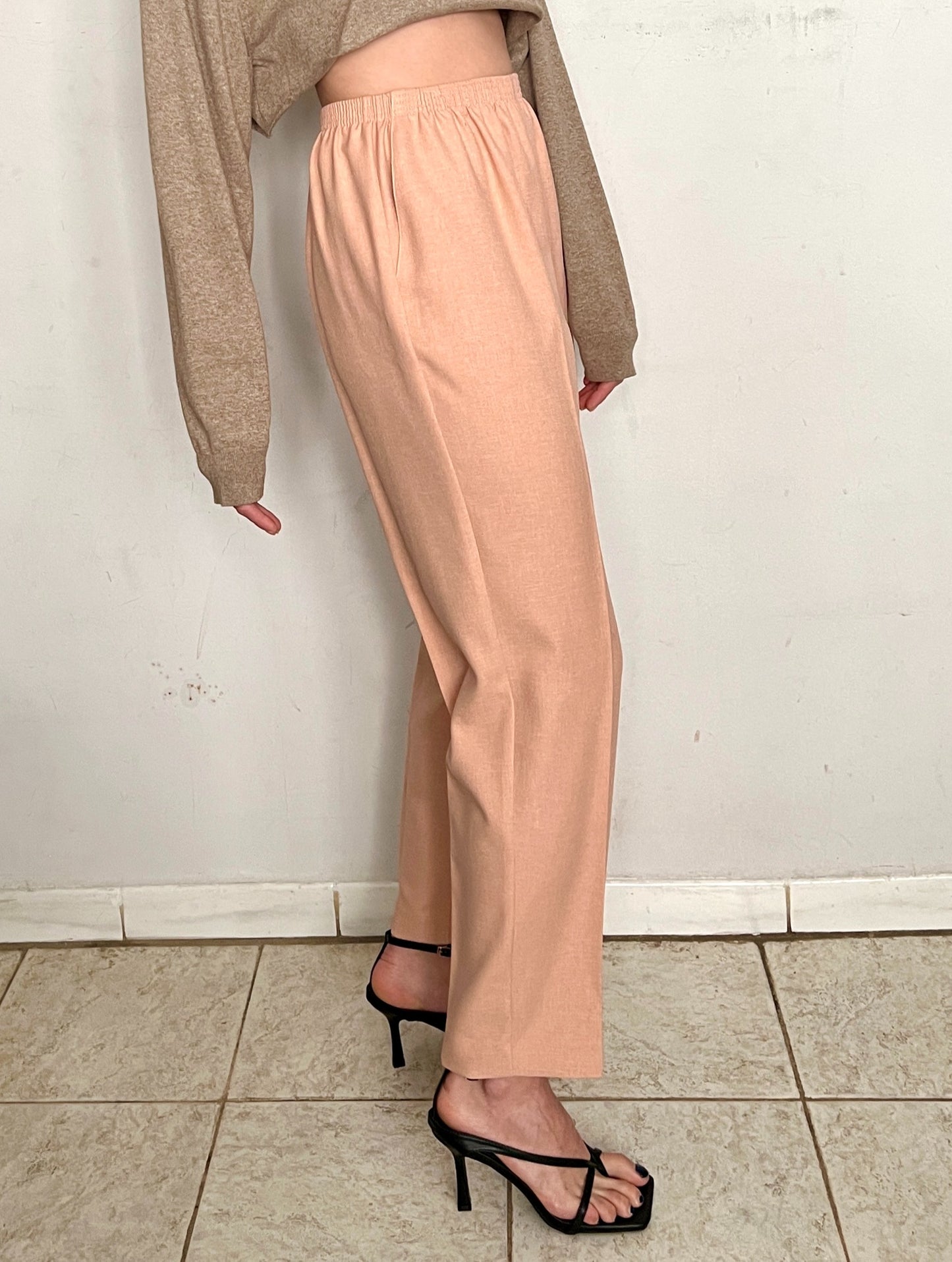 HIGH WAIST PRESSED TROUSERS, SMOKEY PEACH