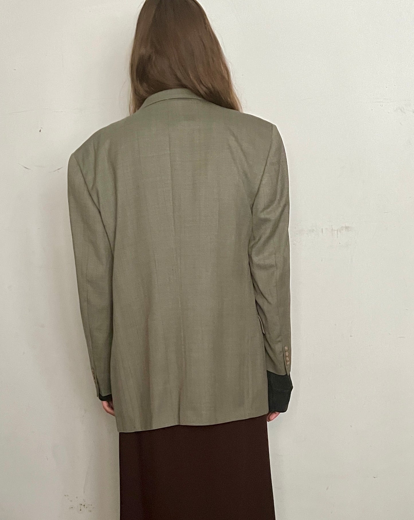 80S CHRISTIAN DIOR OVERSIZED BLAZER, CEMENT PINSTRIPE