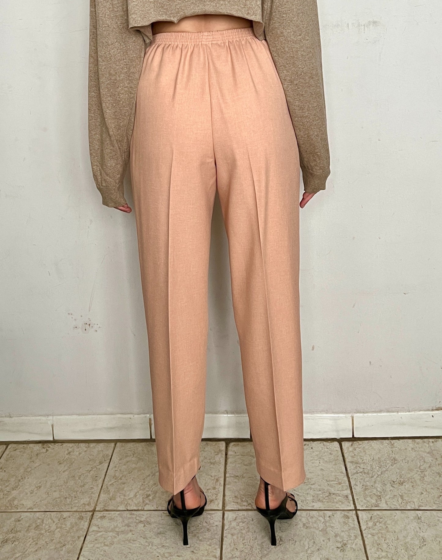 HIGH WAIST PRESSED TROUSERS, SMOKEY PEACH