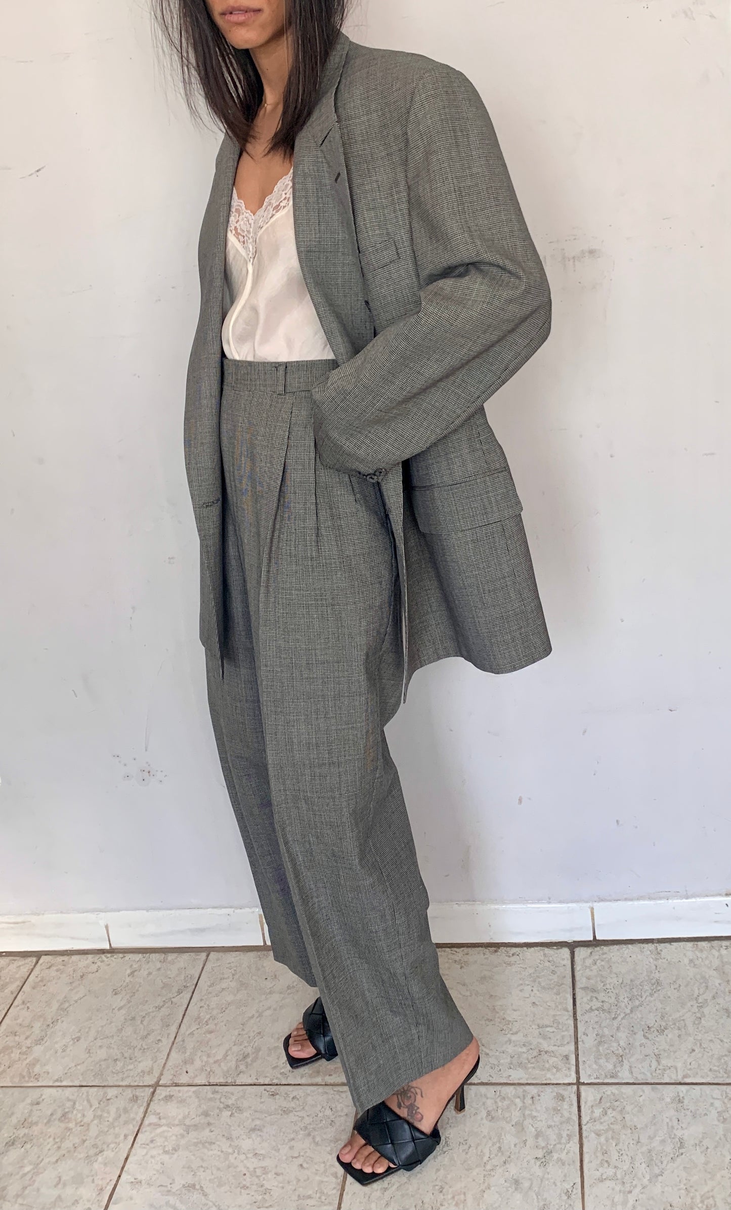 OVERSIZED BOXY SUIT, MINI HOUNDSTOOTH