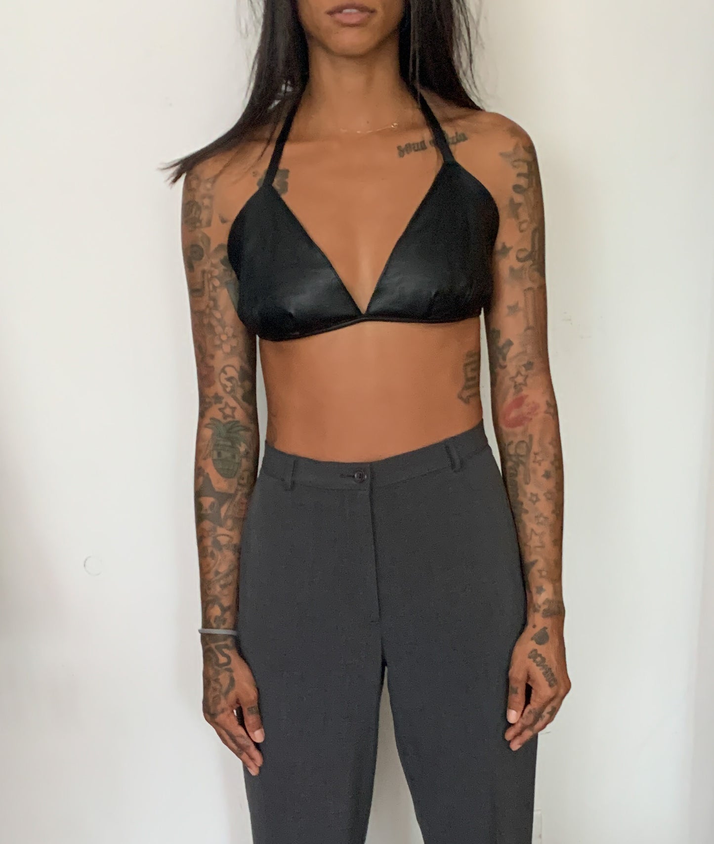 SALVAGED LEATHER BRALETTE