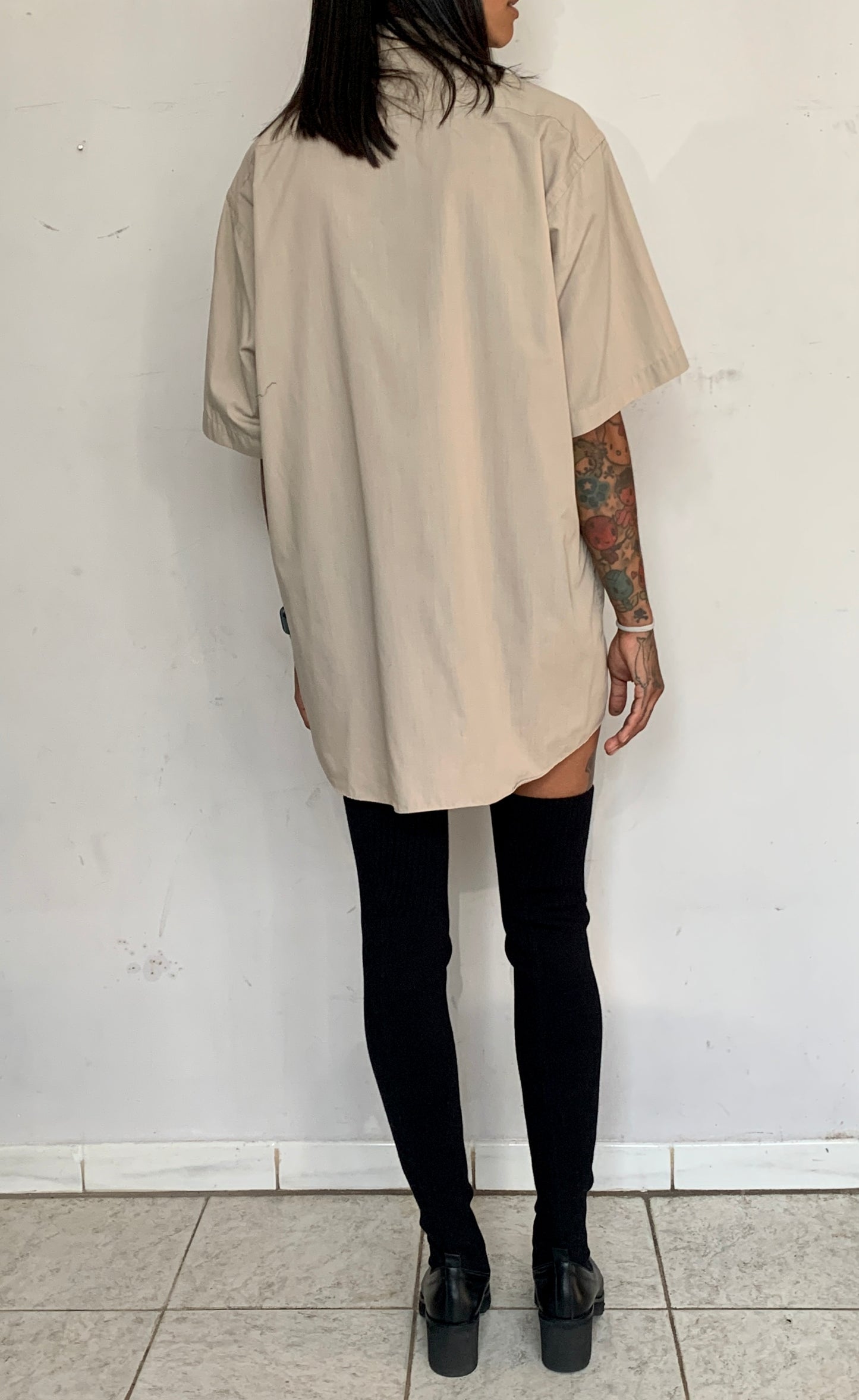 VTG DESIGNER OVERSIZED SHIRT, BISCUIT