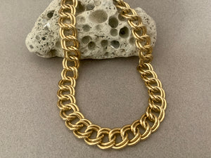 GOLD DUAL CIRCULAR LARGE CHAIN LINK NECKLACE