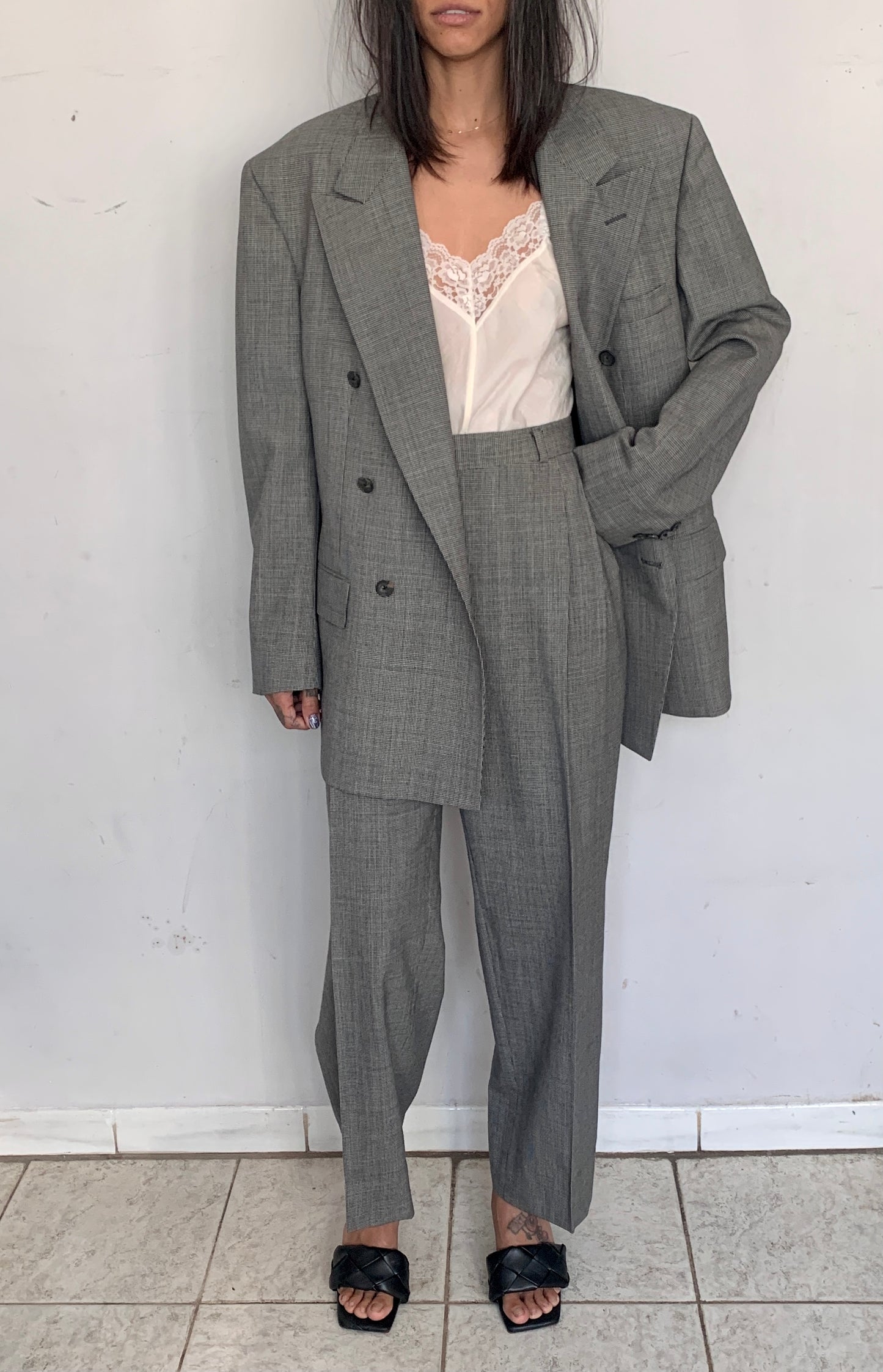 OVERSIZED BOXY SUIT, MINI HOUNDSTOOTH