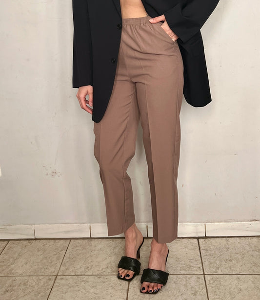 HIGH WAIST PRESSED TROUSERS, CHAI
