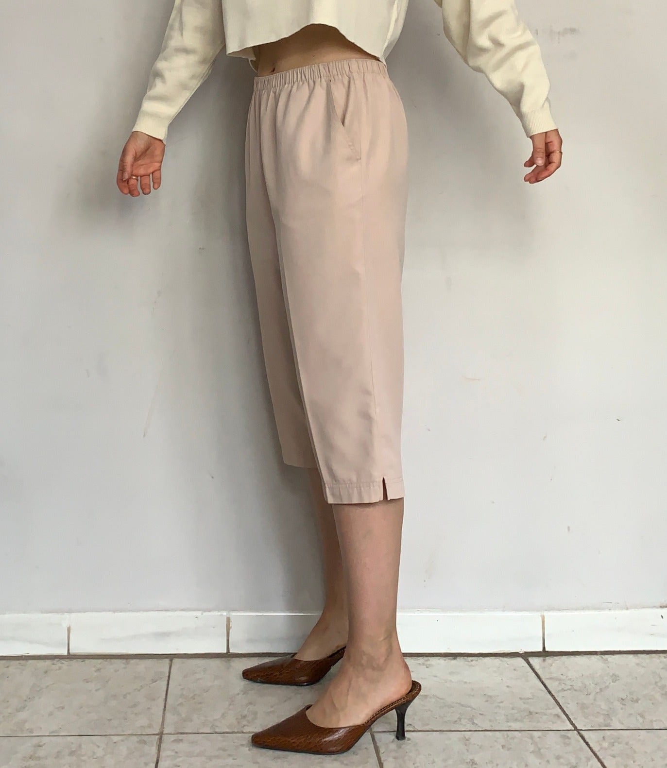 HIGH RISE CROPPED TROUSERS, ROSÉ