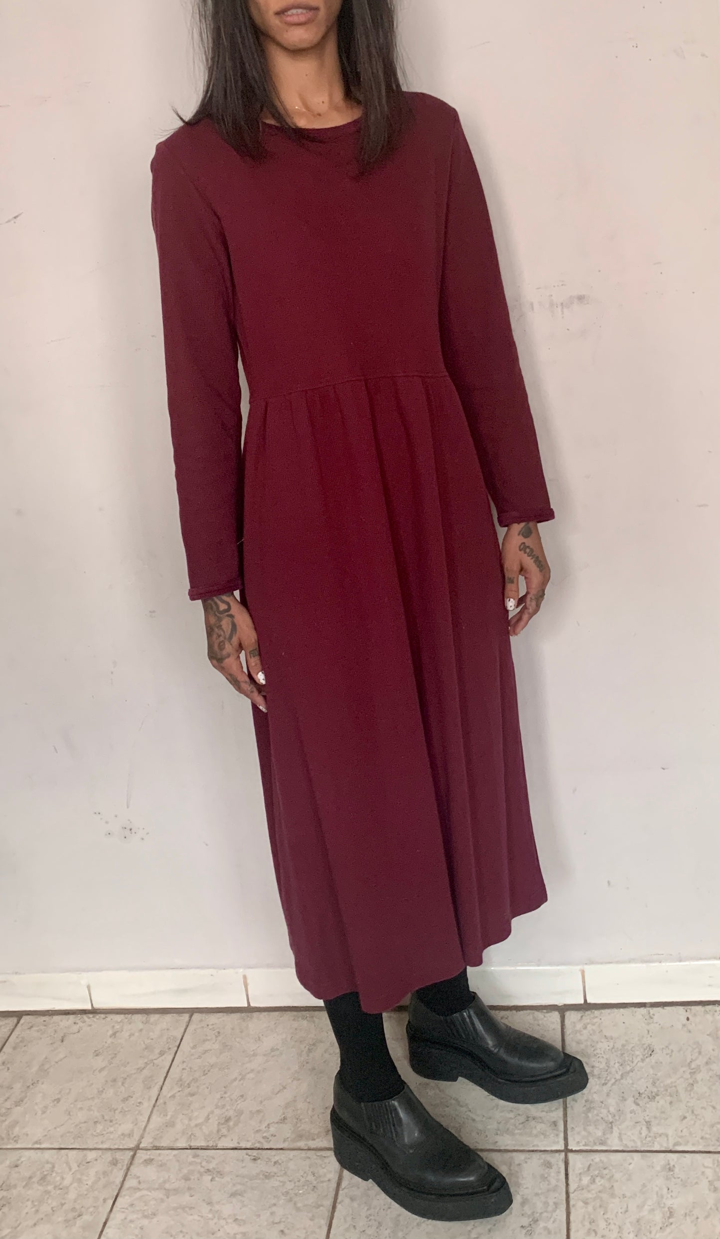 COTTON MAXI DRESS, AUBERGINE