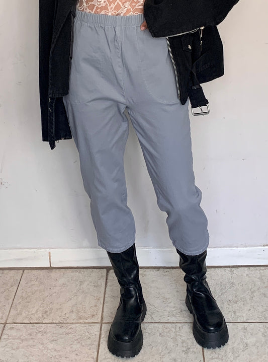 HIGH RISE CROPPED DENIM TROUSERS, SKY