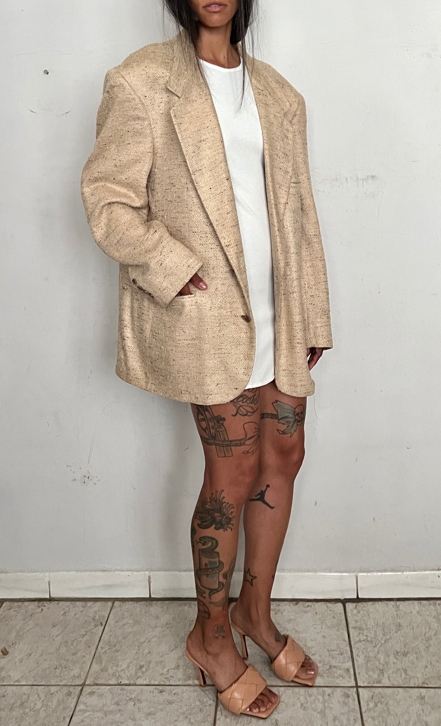 VINTAGE YSL OVERSIZED BLAZER, FLAN