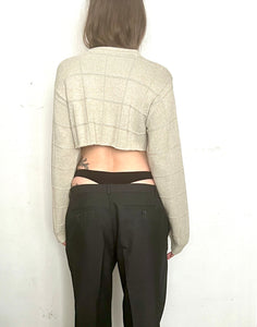 CUSTOM COTTON CROPPED SWEATER, WHEAT