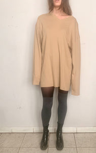 OVERSIZED THERMAL SHIRT DRESS, PUDDING
