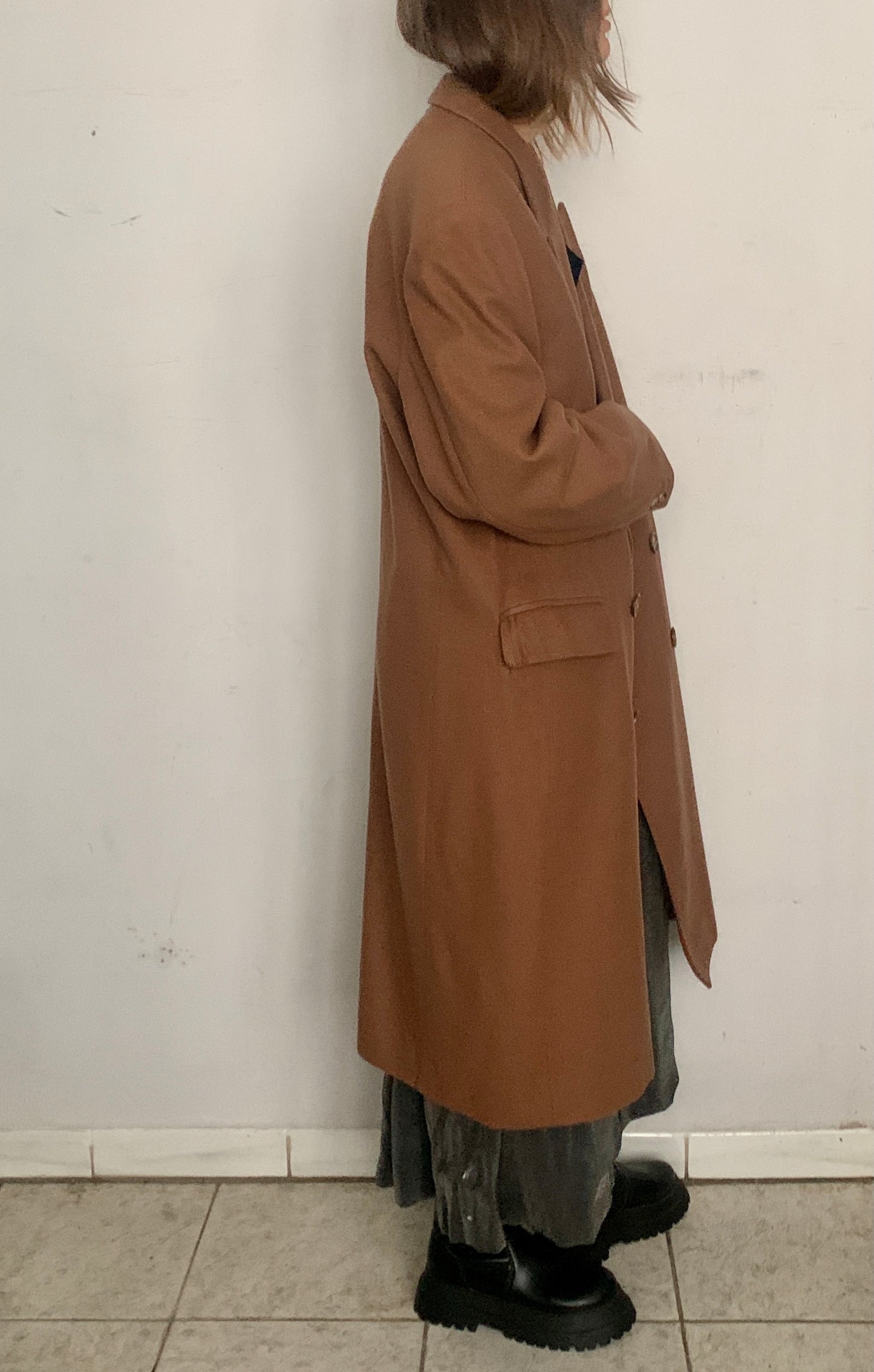 1970S YVES SAINT LAURENT OVERSIZED CASHMERE COAT, PRALINE