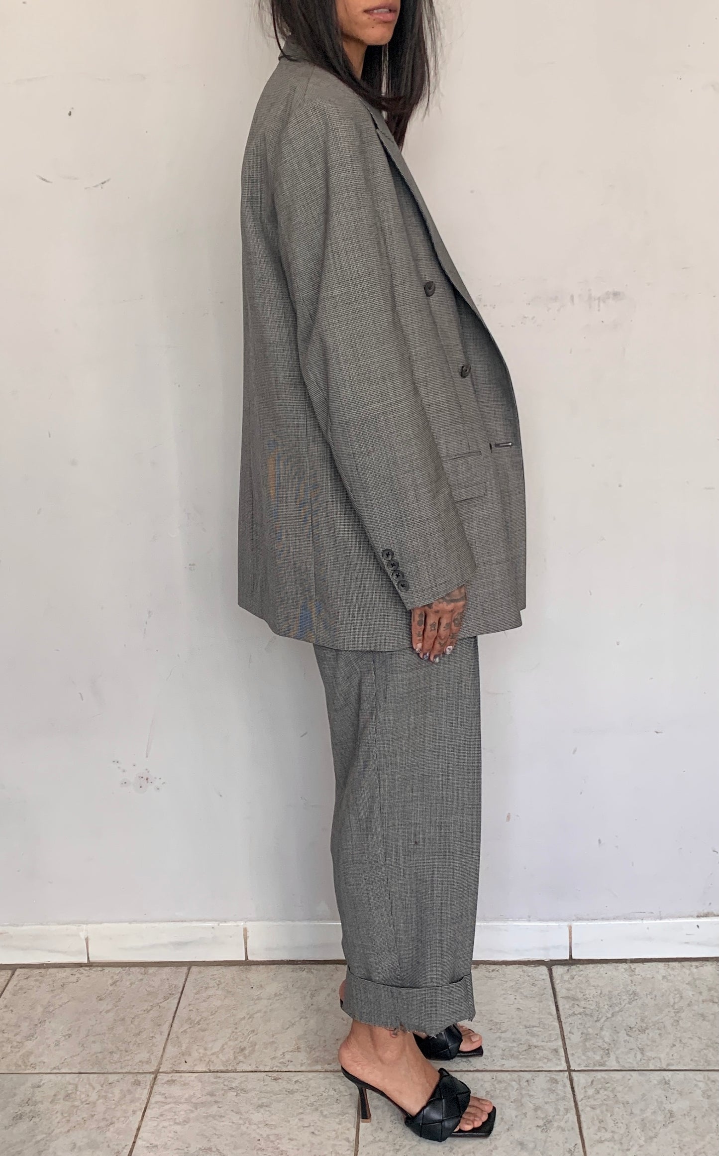 OVERSIZED BOXY SUIT, MINI HOUNDSTOOTH