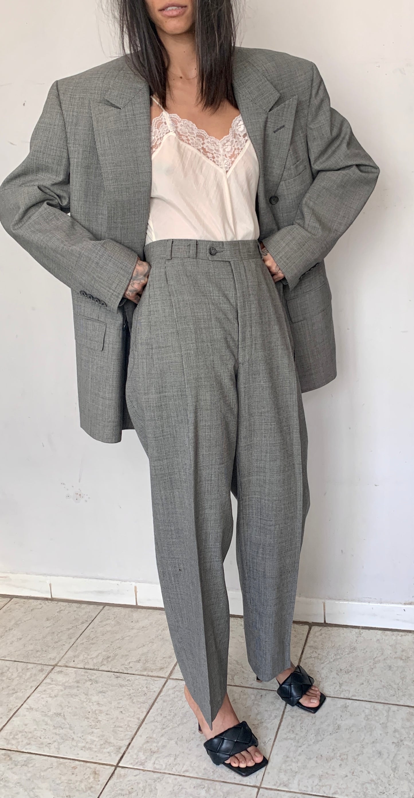 OVERSIZED BOXY SUIT, MINI HOUNDSTOOTH