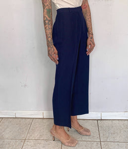 HIGH RISE PLEATED LINEN TROUSERS