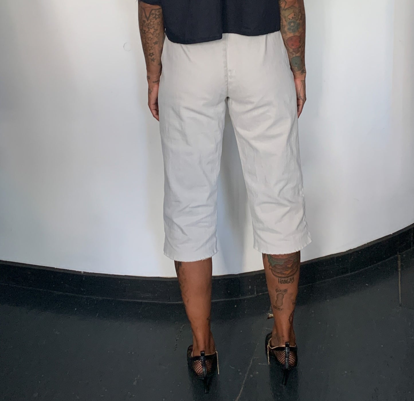 MID RISE BEIGE DENIM CULOTTES