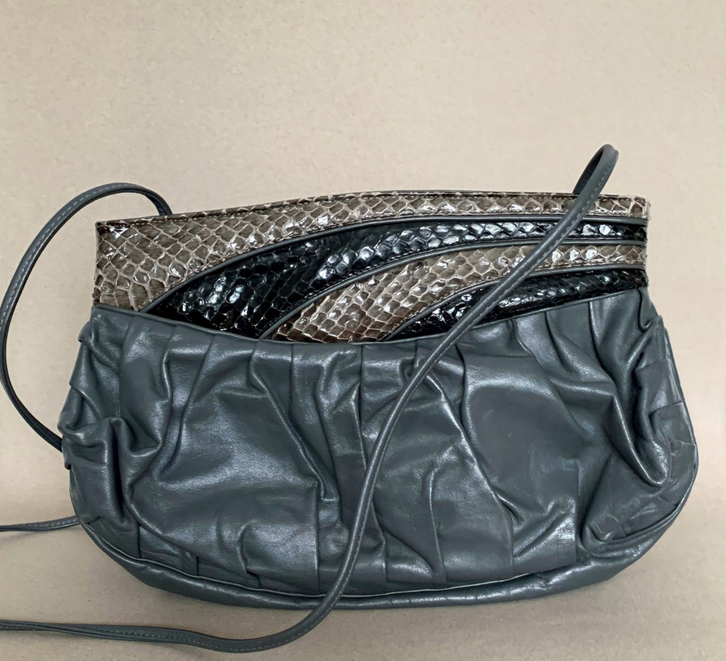 LEATHER & SNAKESKIN TWO WAY HANDBAG