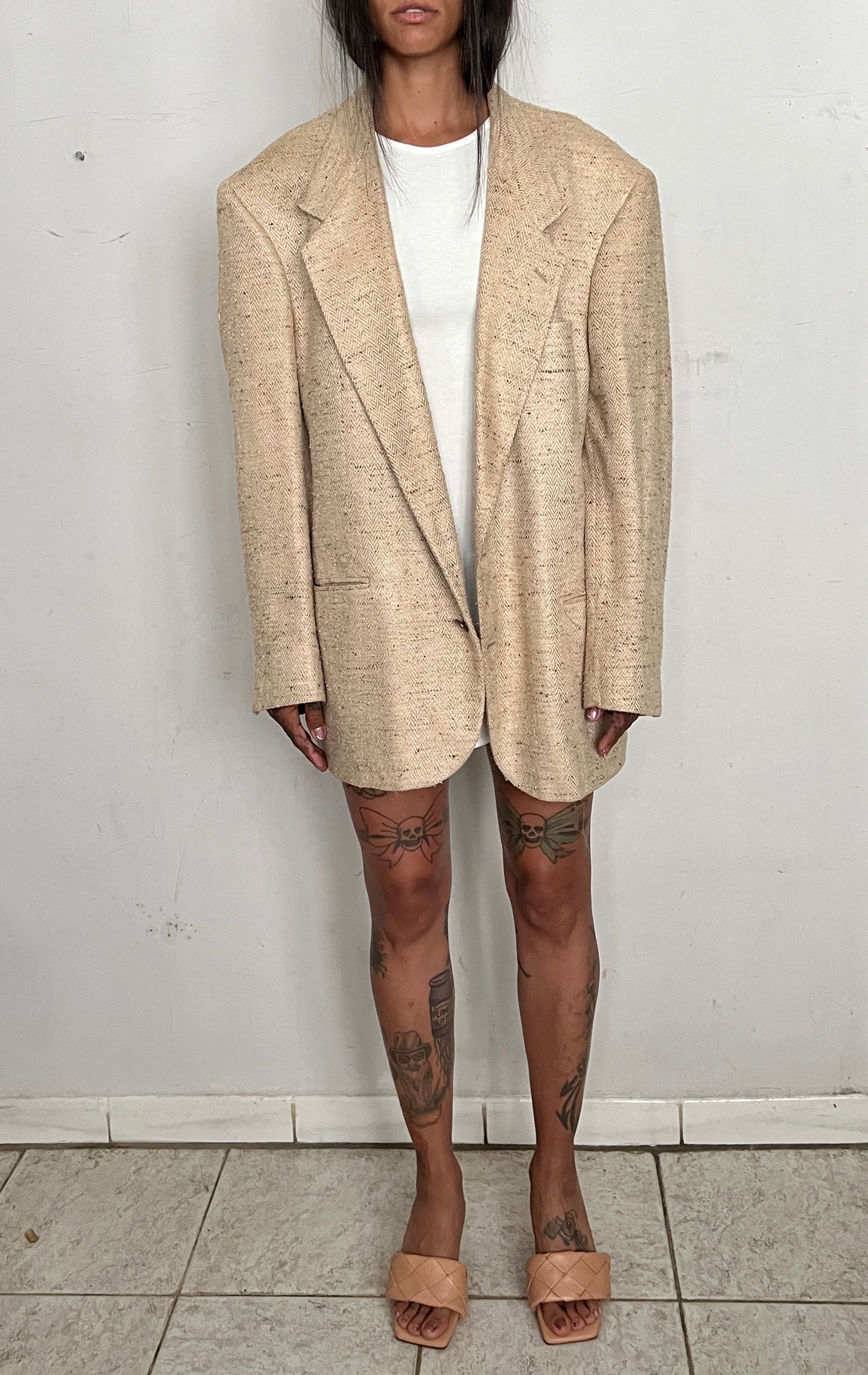 VINTAGE YSL OVERSIZED BLAZER, FLAN