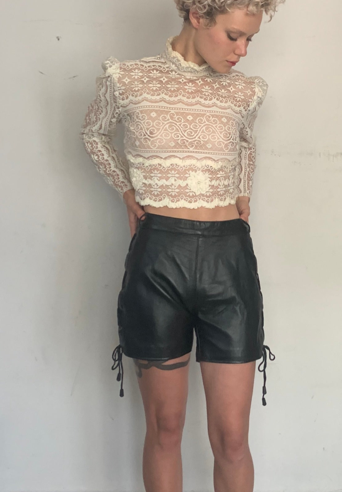 HIGH WAIST LEATHER SHORTS