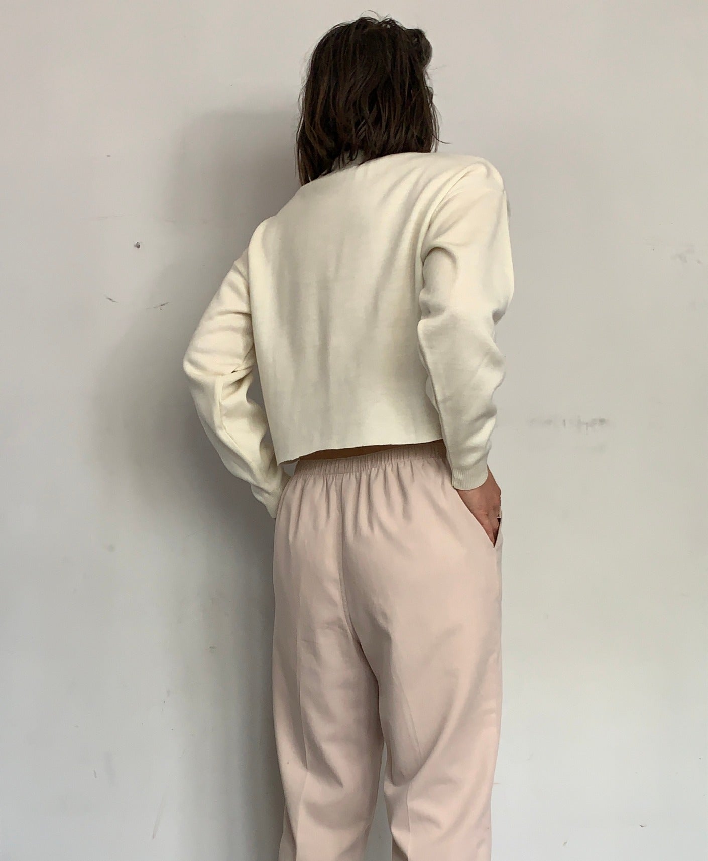 CUSTOM CROPPED SWEATER, EGGSHELL