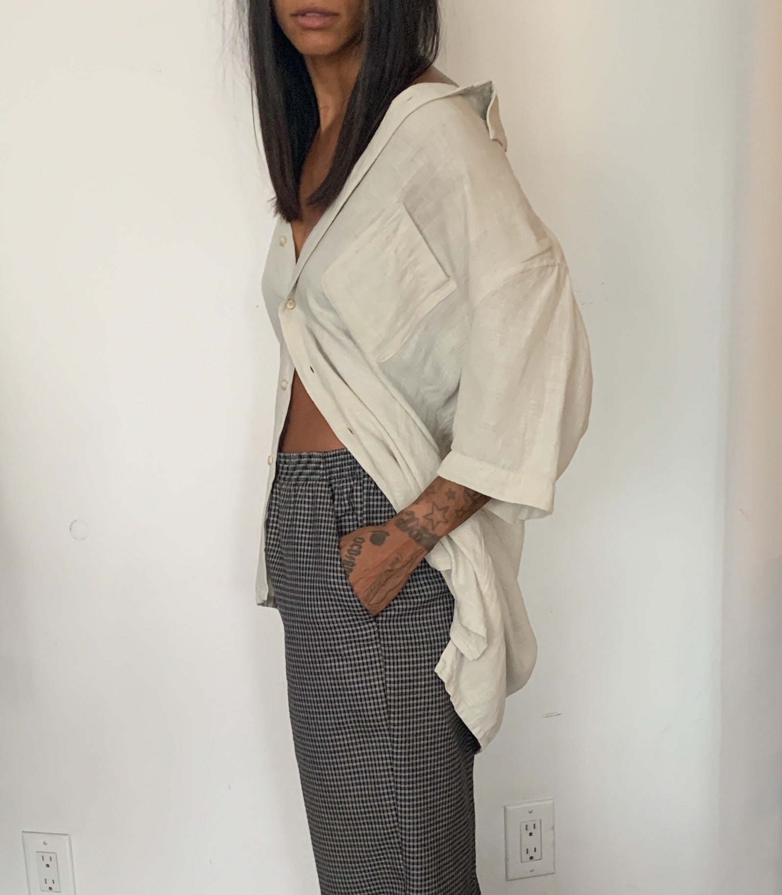OVERSIZED LINEN OXFORD, BLONDE