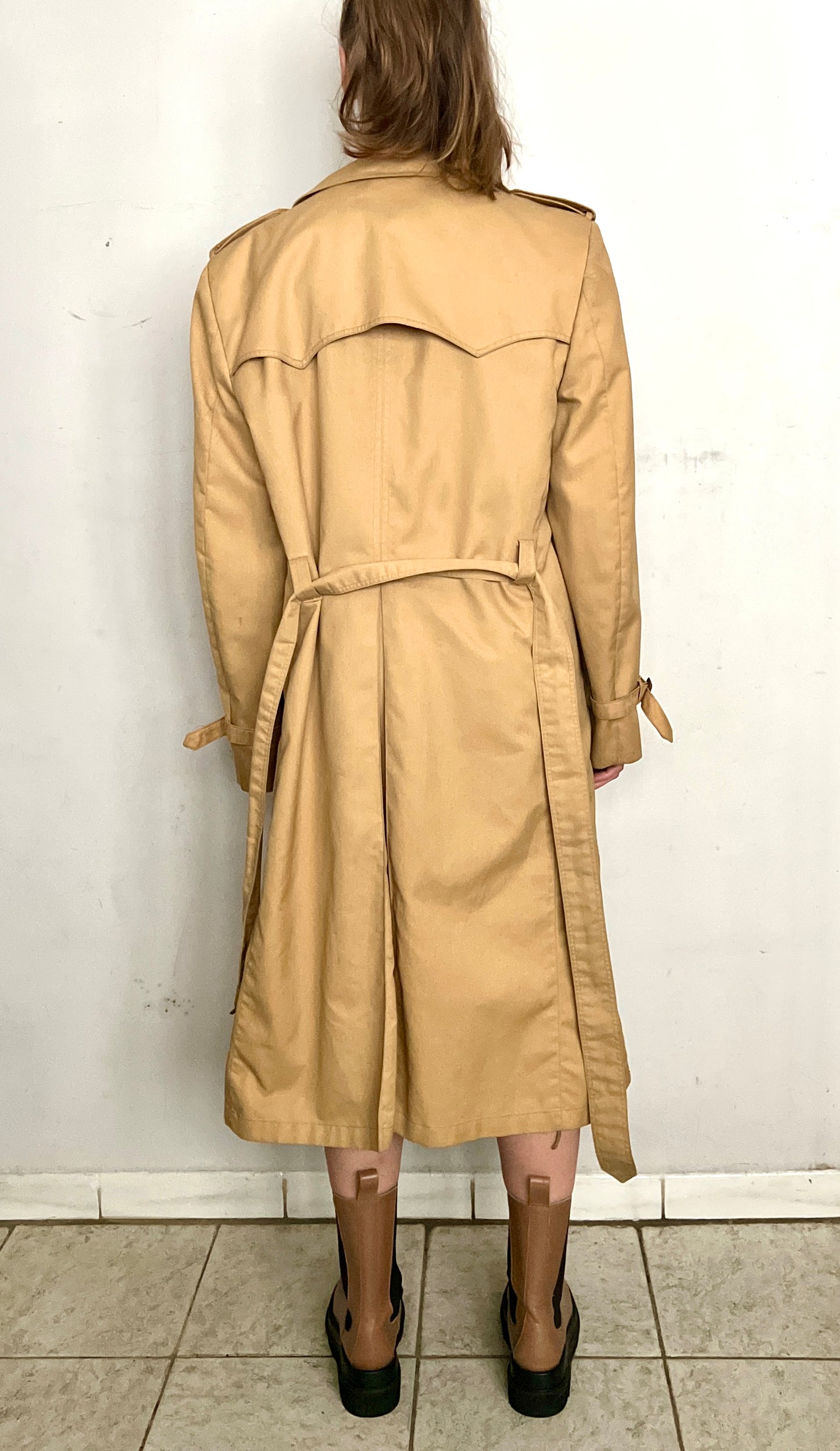 70S CHRISTIAN DIOR OVERSIZED TRENCH, BUTTER BRITTLE