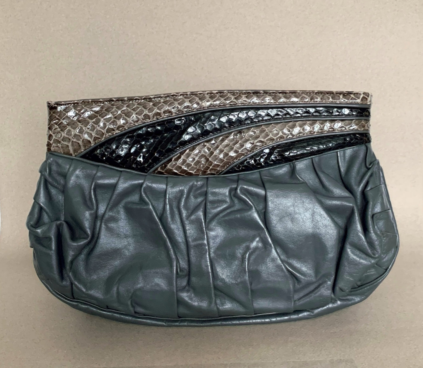 LEATHER & SNAKESKIN TWO WAY HANDBAG