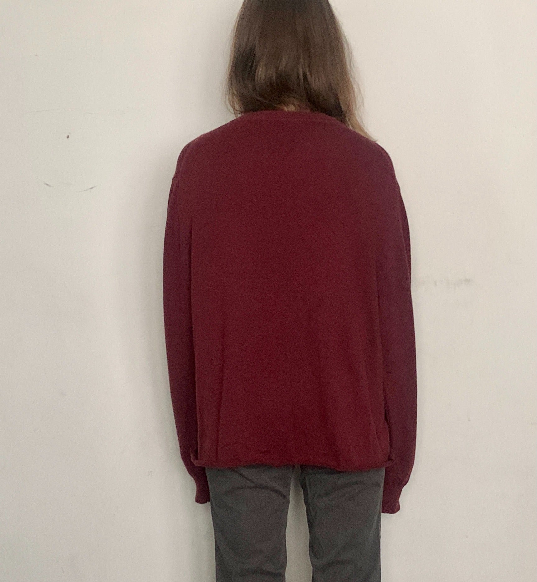CUSTOM CROPPED OVERSIZED SWEATER, CRIMSON